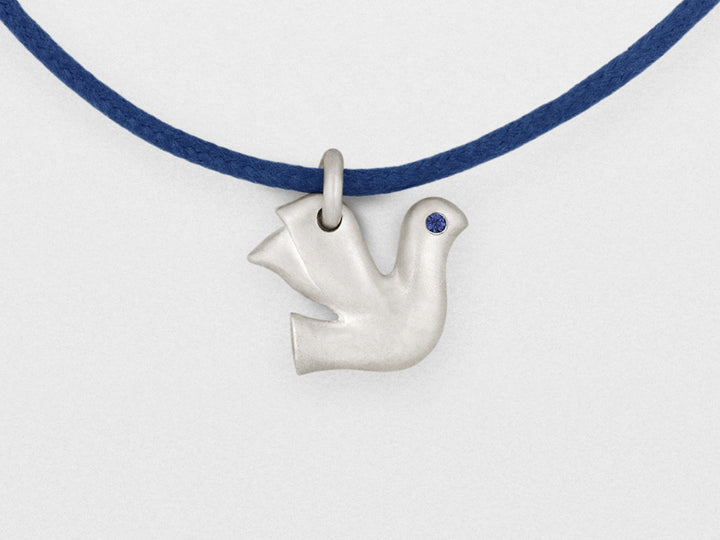 Dove Charm Bracelet in Sterling Silver with Blue Sapphires