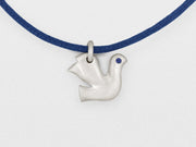 Dove Charm Bracelet in Sterling Silver with Blue Sapphires