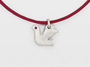 Dove Charm Bracelet in Sterling Silver with Pink Sapphires