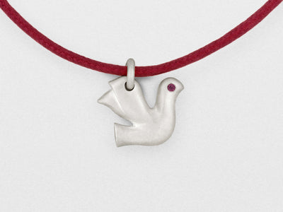 Dove Charm Bracelet in Sterling Silver with Pink Sapphires