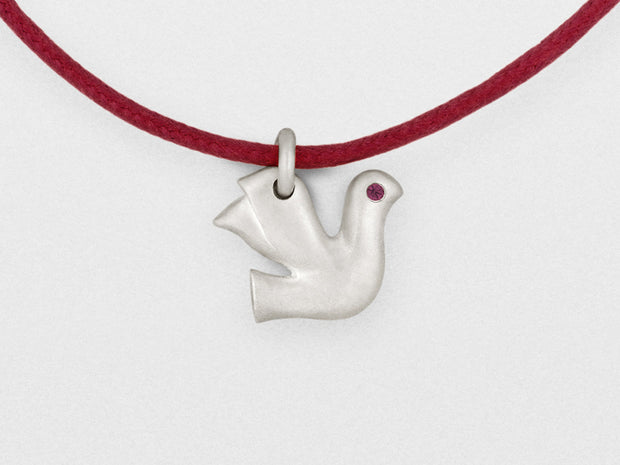 Dove Charm Bracelet in Sterling Silver with Pink Sapphires