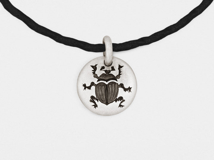 Scarab Beetle Charm Bracelet in Sterling Silver