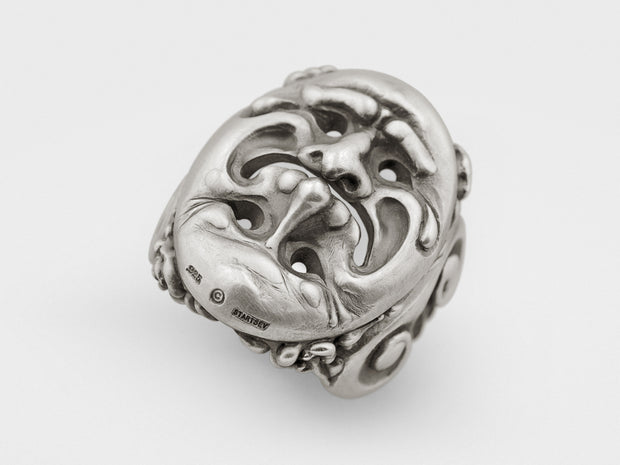 Tragedy and Comedy Mask Ring in Sterling Silver
