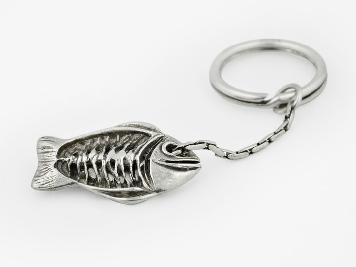“Big Fish Eat Little Fish” Keychain in Sterling Silver