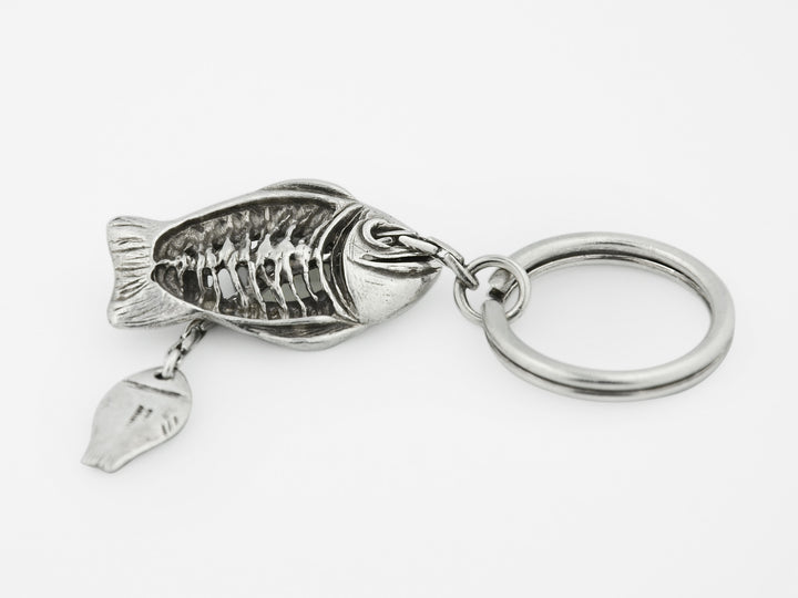 “Big Fish Eat Little Fish” Keychain in Sterling Silver